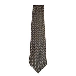 Lauren By Ralph Lauren Geometric Black Yellow Red Men's 100% Silk Neck Tie 55 In